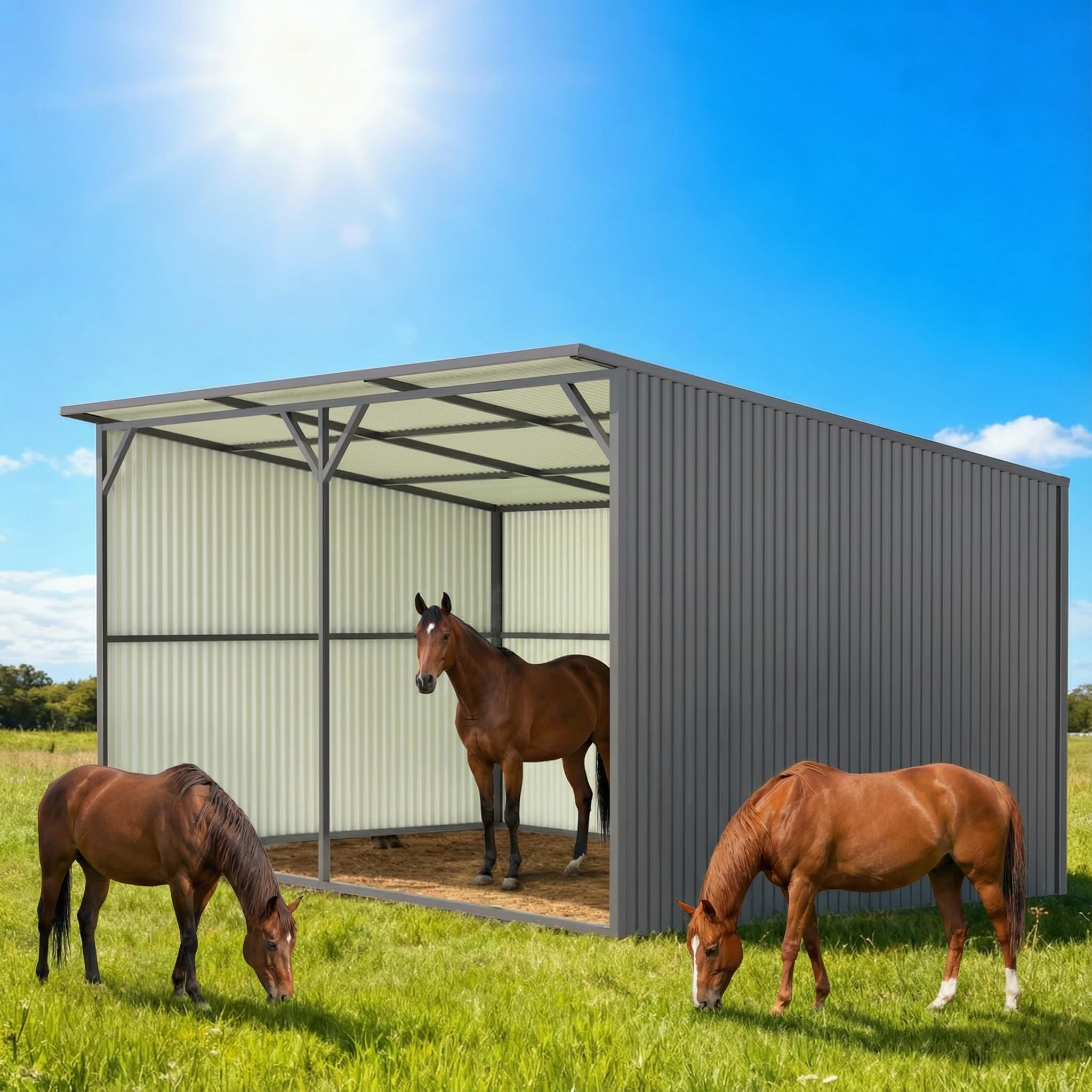Amazon.com: Livestock Shelter 20x12 ft Horse Run-in Shed, 3-Sided